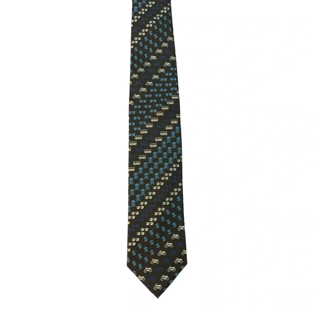 Old Navy size medium boys necktie, polyester. Motorcycles, sunglasses, skulls